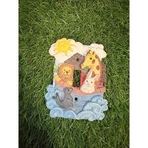 Vintage Noahs Ark Animals Resin Light Switch Cover Plate Nursery Decor Religious